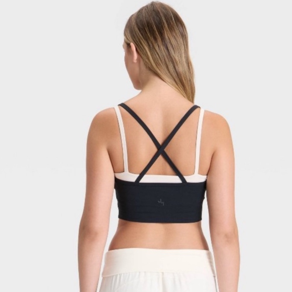 JOYLAB NWT double layer sports bra -black/tan -xxs